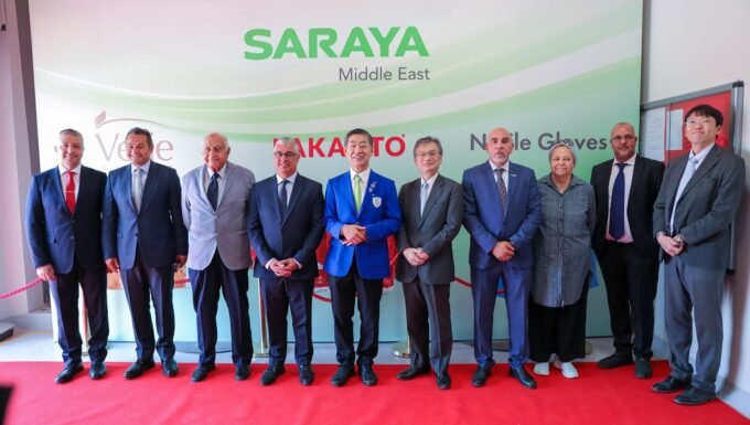 Saraya Japan executives and Egyptian officials attend the opening of a $12 million factory in the Suez Canal Economic Zone.